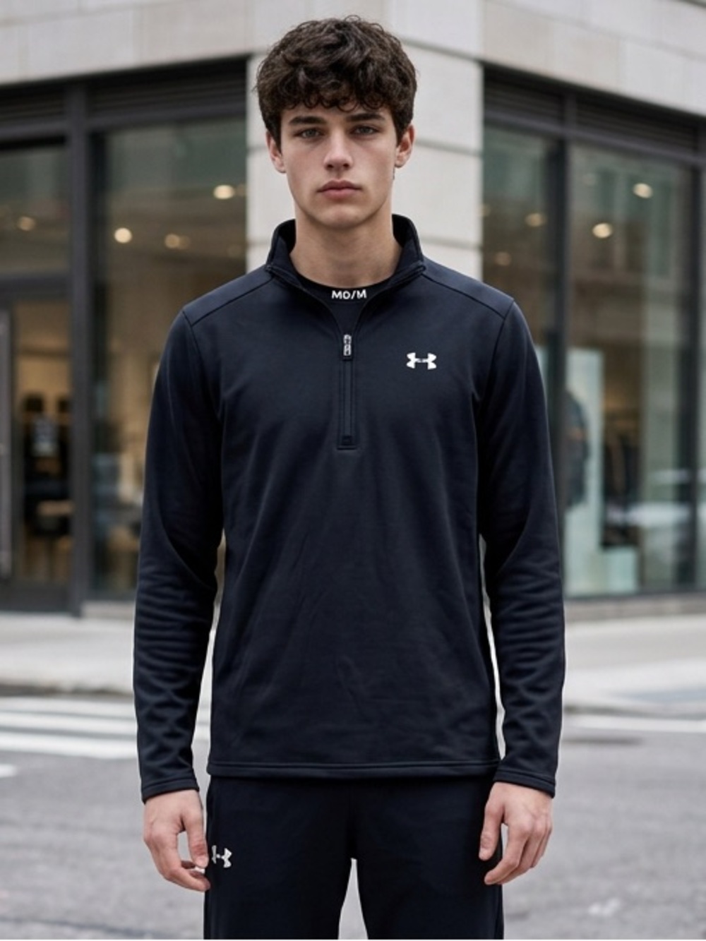 Under Armour Men’s Black 1/4 Zip Mock Neck Loose Fit Pullover Shirt M